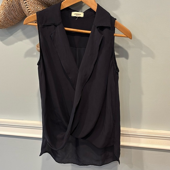 L'Agence Freja Sleeveless 100% Silk Draped Blouse. Blue Size S - Picture 2 of 8